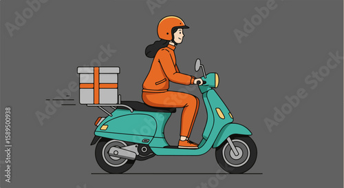 Delivery Person on Scooter with Package
