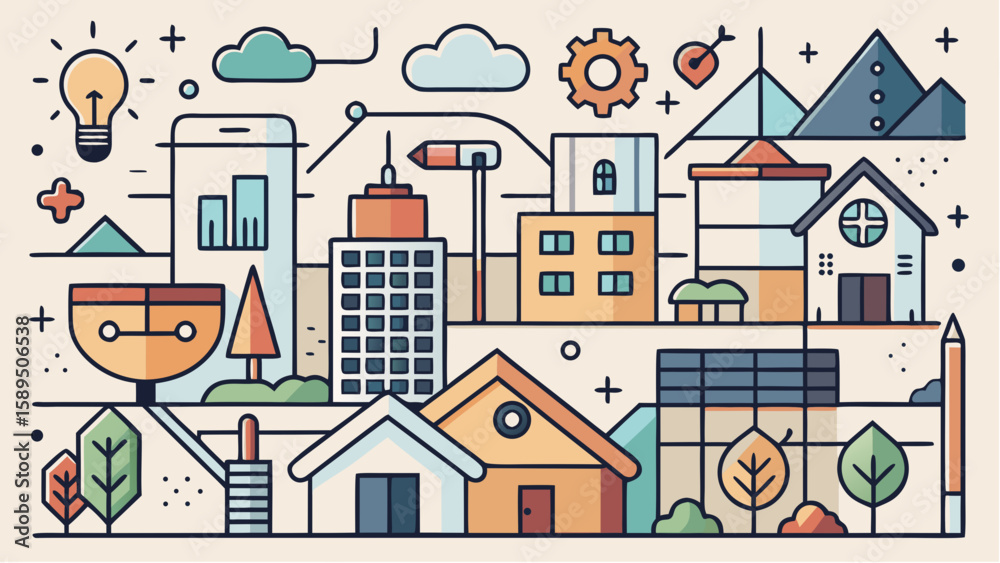 Naklejka premium seamless pattern with houses