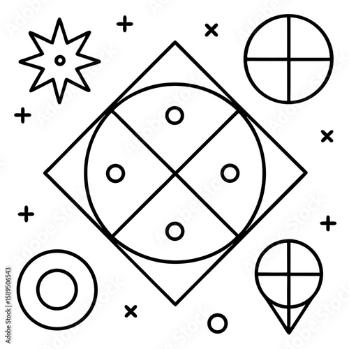 Math symbols line art vector illustration 
