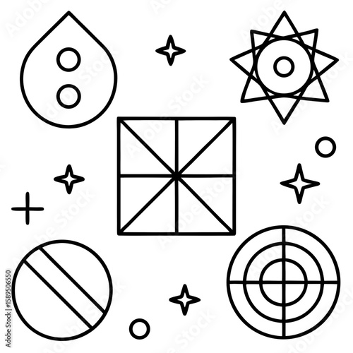 Math symbols line art vector illustration 