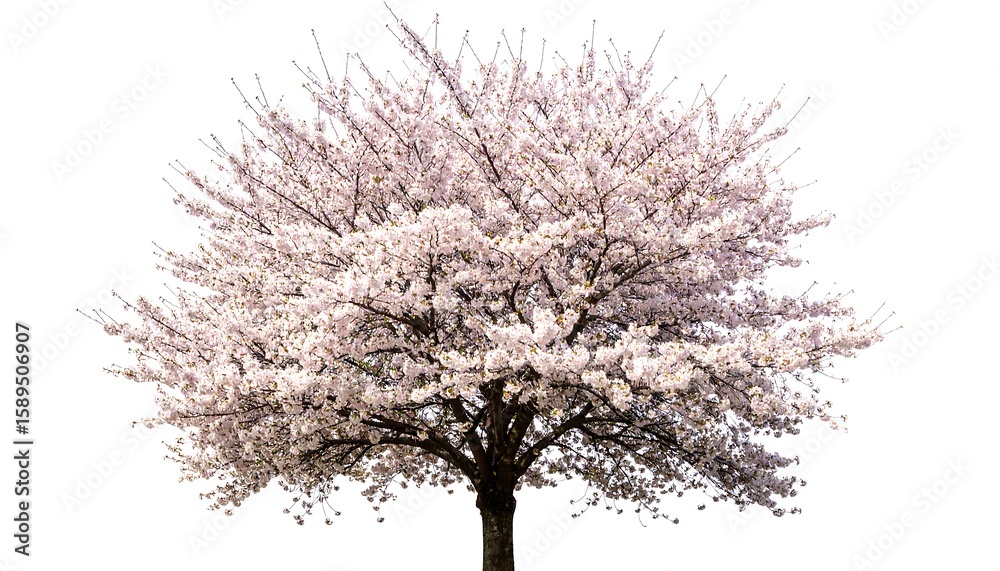 Obraz premium Blossoming cherry tree against white (1)