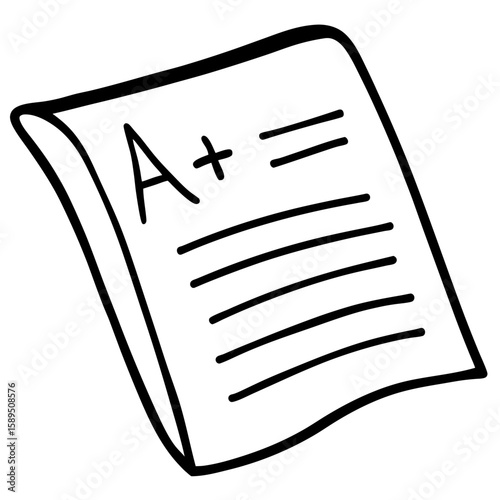Test paper with a+ line art vector illustration 