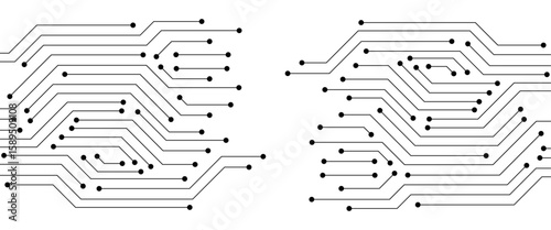 Abstract Technology Background, grey circuit board pattern, microchip, power line, blank space