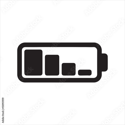 Low power battery indicator with decreasing charge levels shown