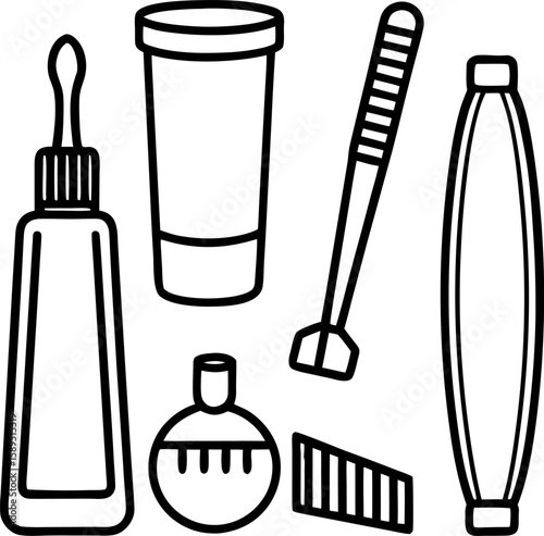  Dental Care Line Icon Vector Set