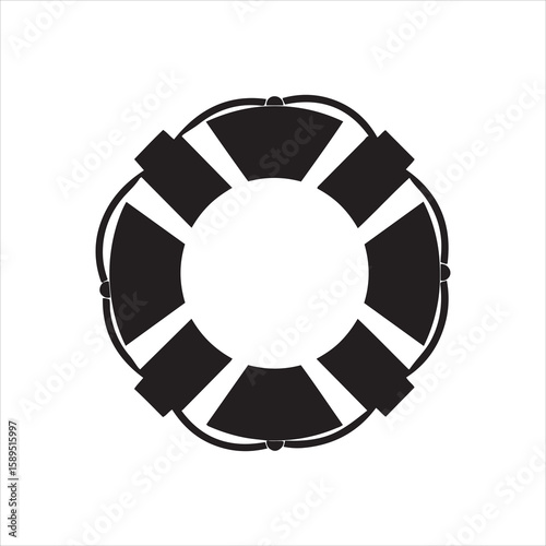 Black and white graphic depiction of a life preserver ring