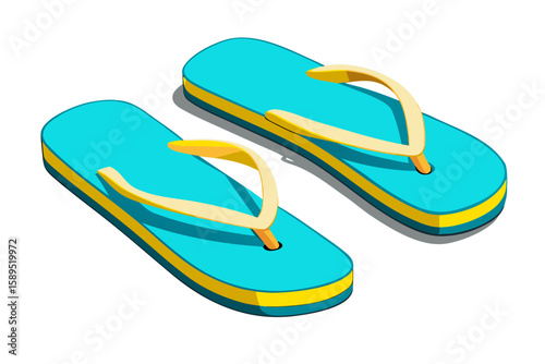 a pair of turquoise flip-flops isolated on white background.
