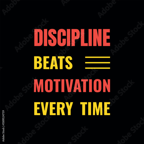 Discipline Beats Motivation Typography Poster , Minimalist Motivational Quote Wall Art