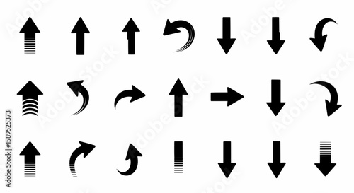 Navigational Black Arrow Set A Collection of Directional Cursors for Design Projects