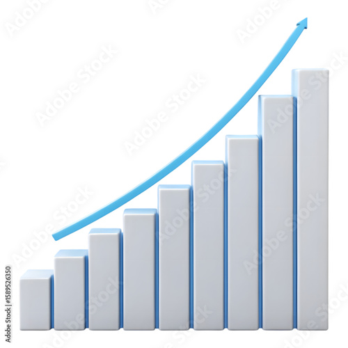 Free Download 3d bar chart with upward trending arrow isolated on transparent background - GFXLoad