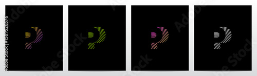 Laser Stroke Lines Diagonal Negative Space Logo Design P