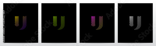 Laser Stroke Lines Diagonal Negative Space Logo Design U