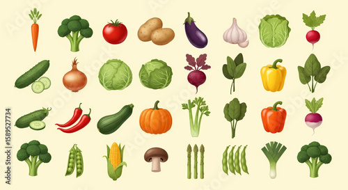 Fresh Variety A Colorful Vegetable Collection Illustration ,from Garden to Table