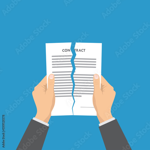 torn contract vector illustration flat design