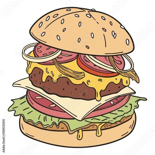 burger on white background