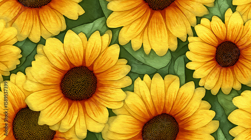 Sunflowers, Yellow flower blooming, floral pattern background.