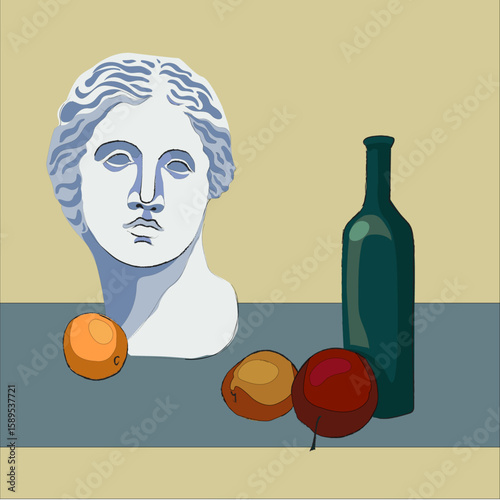 Classical Bust Vector Illustration with Pop Art Elements
