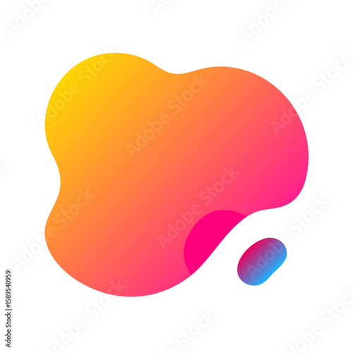 Vibrant gradient blob shapes with smooth flowing transitions and soft rounded edges isolated on transparent background