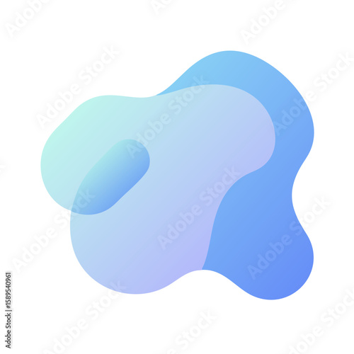 Abstract fluid shape with soft gradient colors and smooth curves isolated on transparent background