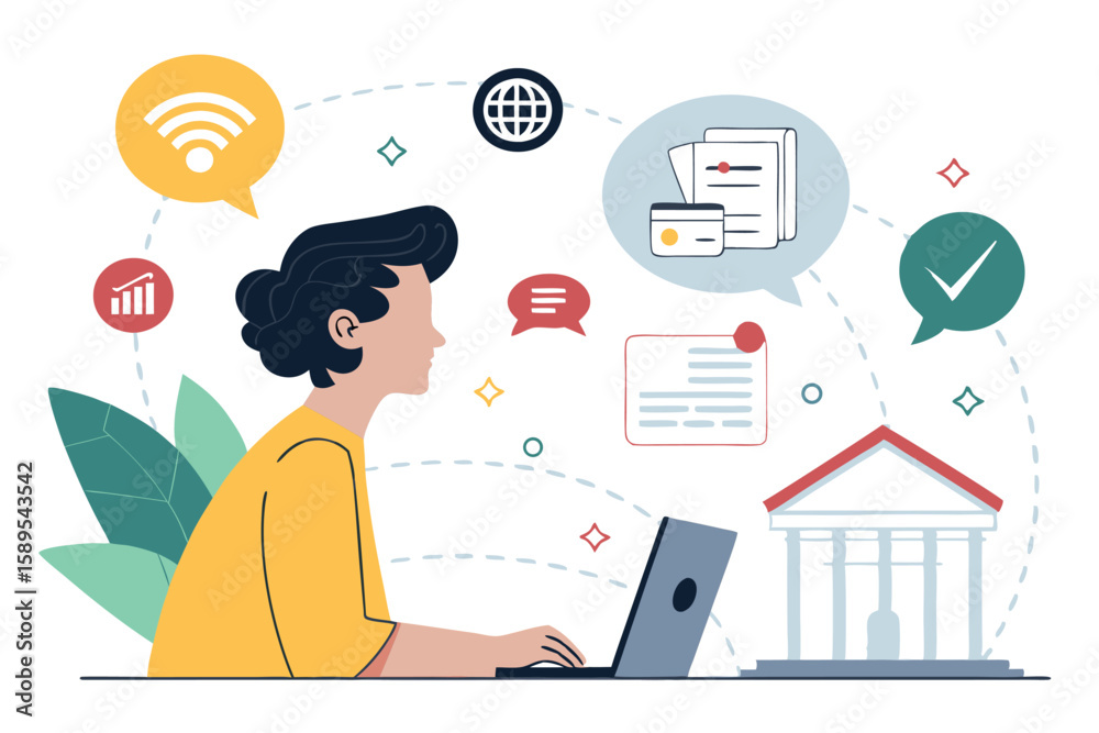 Online Banking Convenience Vector Art Digital Finance Modern Technology and Seamless Transactions for an Enhanced Online Banking Convenience Vector Art Digital Finance Modern Technology and Seamless Transactions for an Enhanced