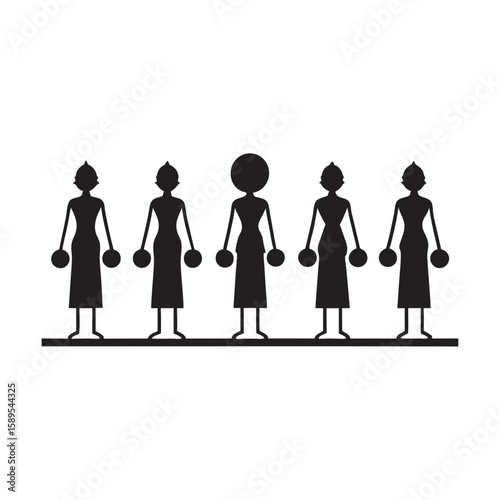Navagraha Planetary Gods In Aligned Row Silhouette