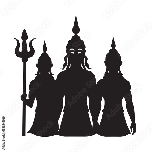 Tridev Shiva Vishnu Brahma Together Silhouette