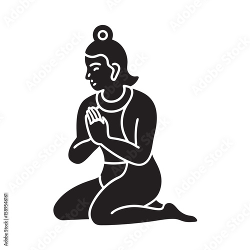 Devoted Hanuman Showing Reverence To Rama Silhouette