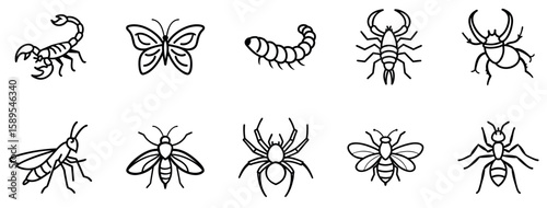 Insects and Arachnids Doodle Icons