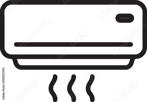 Black outline icon of an air conditioner unit blowing cool air ac unit cooling