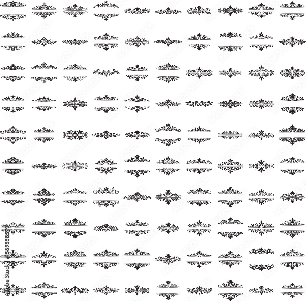 Fototapeta premium Elegant black ornament vector with vintage flourish decoration