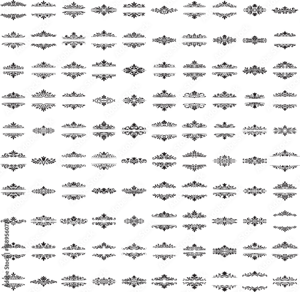 Fototapeta premium Elegant black vector ornament with detailed baroque stylingElegant black vector ornament with detailed baroque styling