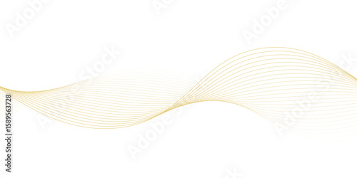 Soft Gold Smoke Gradient Transparent Wave Background. Colorful Flowing Wavy Lines isolated on white background.