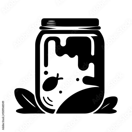 Simple pantry preserve graphic showing a jar of fruit preserve, suitable for label design or a food blog.
