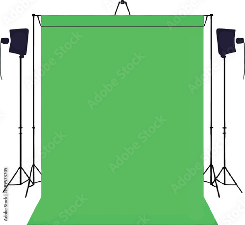 Vibrant green screen setup offers a versatile background for creative digital projects and virtual productions in studio setting.