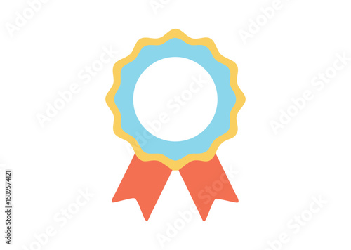 Award rosette with ribbon Vector illustration