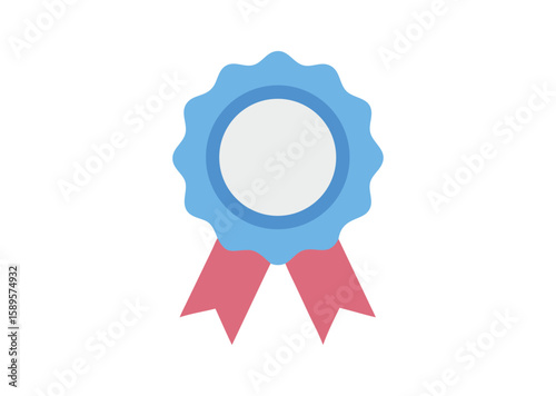 Award rosette with ribbon Vector illustration