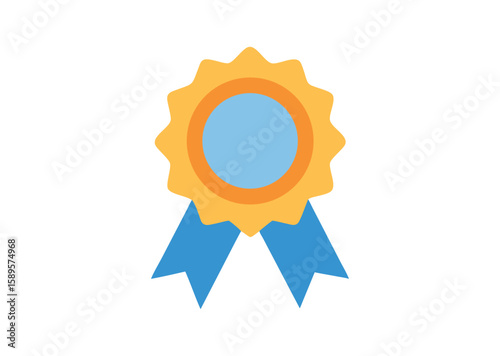 Award rosette with ribbon Vector illustration