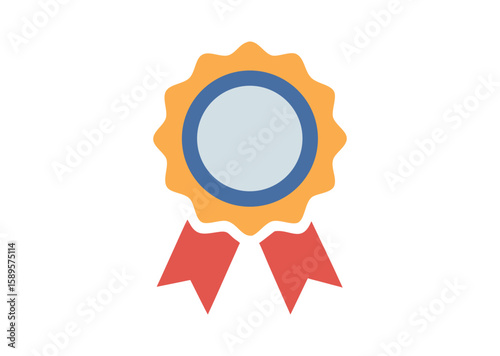 Award rosette with ribbon Vector illustration
