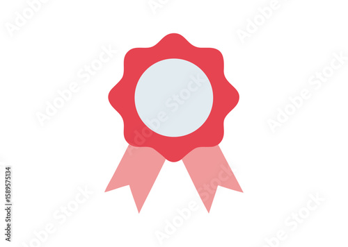 Award rosette with ribbon Vector illustration