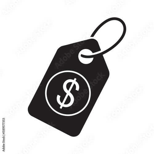A Black and White Image of a Tag with a Dollar Sign, Representing Price, Cost, and Financial Matters