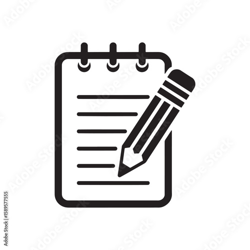 A Simple Icon of a Notepad and Pencil Illustrating Ideas and Creativity for Note Taking and Writing Down Important Information