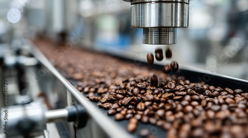 Automated coffee filling line in a modern factory efficiently processes roasted coffee beans