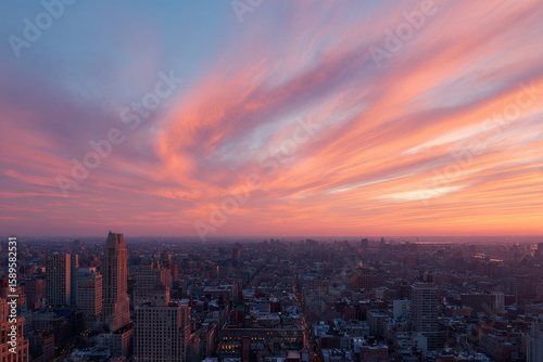 Wallpaper Mural stunning sunset over new york city with skyscrapers silhouetted against vibrant orange and purple hues Torontodigital.ca