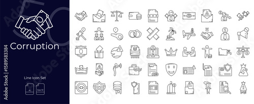Corruption Line Editable Icons set. Vector illustration in modern thin line style of Corruption icons: corruption, bribe, fraud, etc