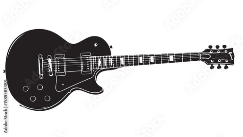 Black and white electric guitar illustration, vector graphic design