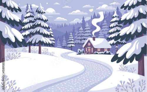 winter landscape with house