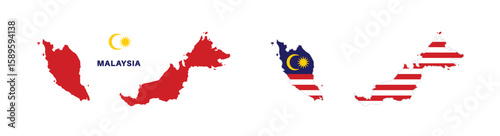 malaysia flag and map set. malaysia flag in official colors and proportions., map