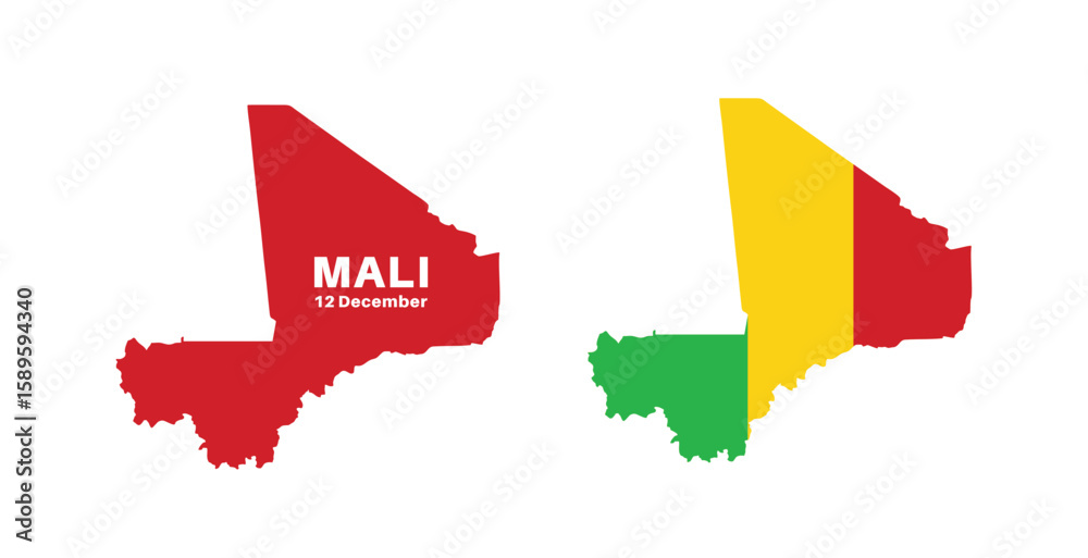 Fototapeta premium mali flag and map set. mali flag in official colors and proportions., map