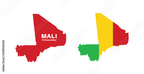 mali flag and map set. mali flag in official colors and proportions., map
