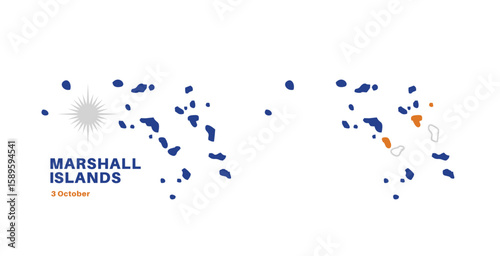 marshall islands flag and map set. marshall islands flag in official colors and proportions., map